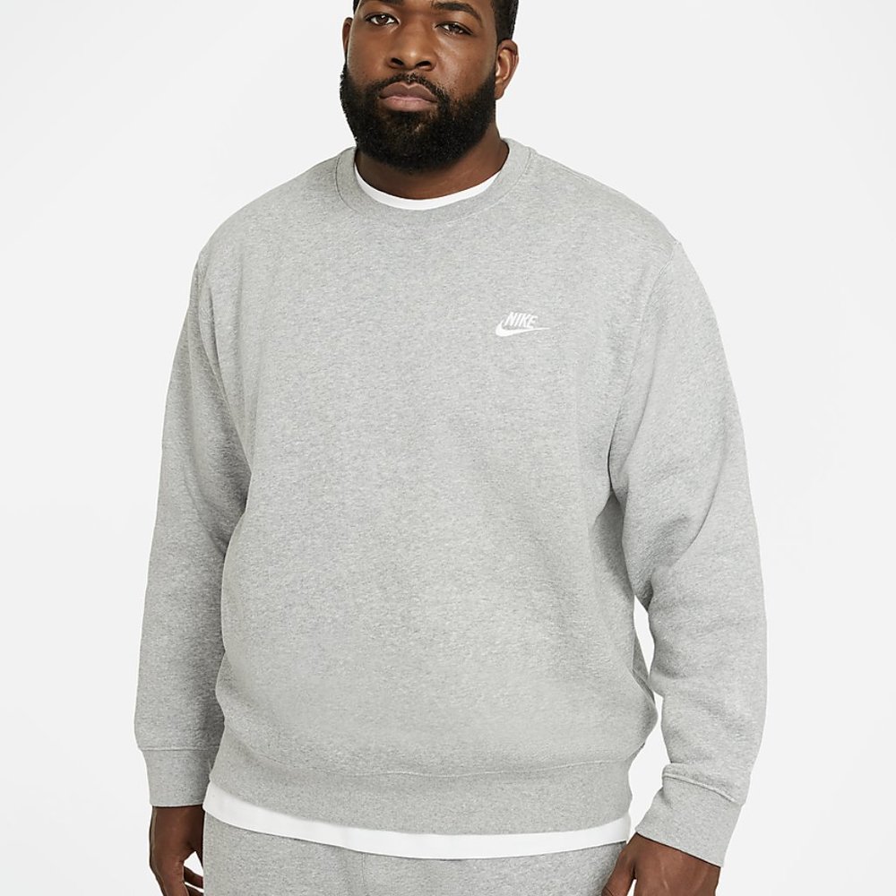 Nike Men's Sportswear Club Fleece Crew | Dark Grey Heather/White | Size: 3XL